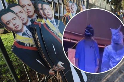 La figura de cartón de Daniel Noboa ha sido usada en manifestaciones y recientemente en un concierto del QuitoFest.