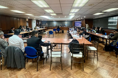 En el octavo piso de la Corte Nacional se realiza la audiencia por obstrucción a la justicia.