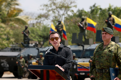Daniel Noboa en el Fuerte Militar Chacras, ubicado en Machala, en la provincia de El Oro.