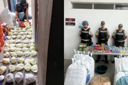 Agentes policiales decomisaron material explosivo en Guayaquil.