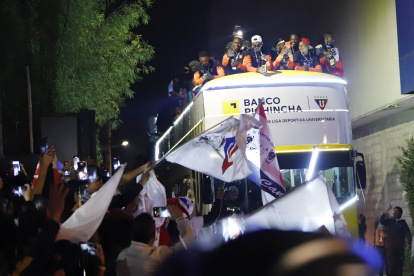 Los integrantes de Liga de Quito protagonizaron una caravana tras ganar la LigaPro 2024.