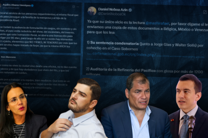 Daniel Noboa, Aquiles Álvarez, Rafael Correa e Inés Manzano con los políticos que protagonizaron lo más recientes rocen en redes sociales.