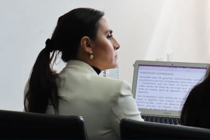 La vicepresidenta Verónica Abad en la audiencia de acción de protección por la suspensión del Ministerio de Trabajo.