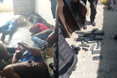 La policia detuvo a cuatro sospechosos, decomisó armas y una granada.