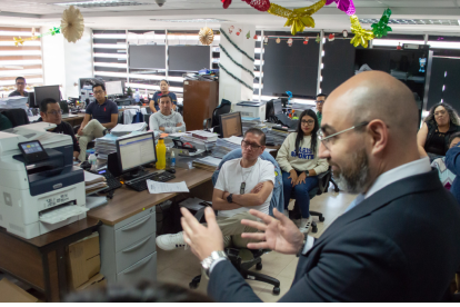 Mario Godoy, presidente del Consejo de la Judicatura, en una unidad judicial de Latacunga.