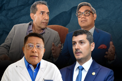 Gustavo Dávila, Paúl Ocaña, Wilson Tenorio y Miguel Ángel González, representantes de gremios de pacientes, abogados, médicos y Cámara de Comercio de Guayaquil.