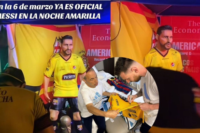 Lionel Messi como monigote vestido de amarilla, ha invadido las calles de Ecuador.