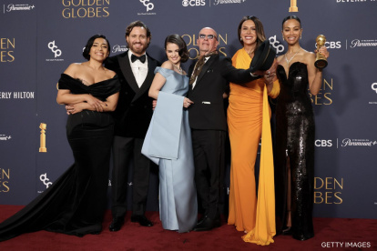 El equipo de Emilia Pérez en el fotocall de los Golden Globes 2025.