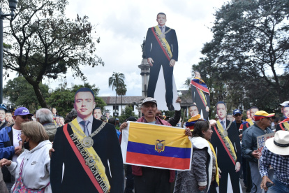 El presidente y candidato Daniel Noboa recibió a sus simpatizantes en la Plaza Grande.