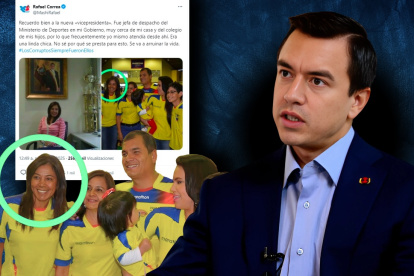 Fotomontaje sobre Cynthia Gellibert, Rafael Correa y Daniel Noboa.