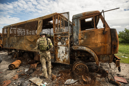 Región de Kursk. Un soldado ucraniano en el frente de batalla.