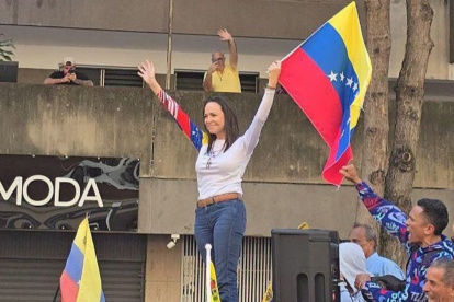María Corina Machado durante la protesta en Caracas este jueves 9 de enero.