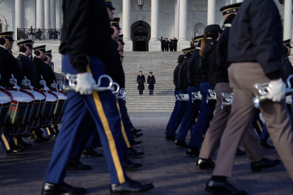 Se realiza un ensayo general en el Capitolio de los Estados Unidos antes de la toma de posesión del presidente electo Donald Trump, en Washington, DC, el 12 de enero de 2025.