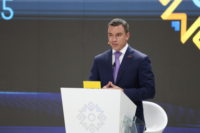 Daniel Noboa durante su intervención en el Debate 2025.