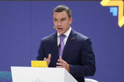 Daniel Noboa en su presentación en el debate 2025.