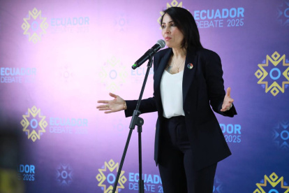 La candidata del correísmo, Luisa González, fue sorteada en el segundo grupo del debate obligatorio de primera vuelta de las elecciones de 2025.
