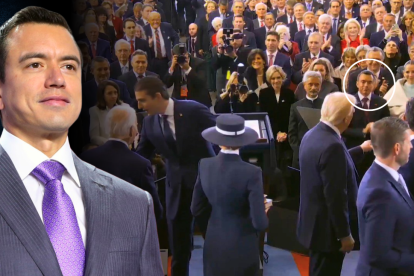 El presidente Daniel Noboa estuvo en primera fila de la ceremonia de posesión.