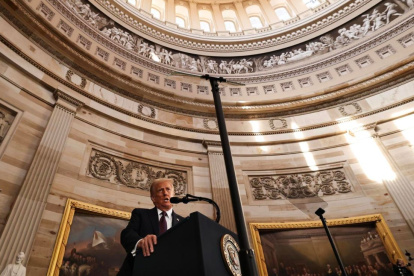 Donald Trump durante su discurso de posesión presidencial.