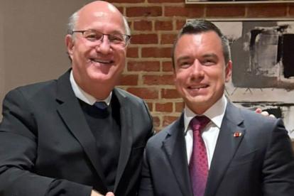 Ilan Goldfajn, presidente del Banco Interamericano de Desarrollo (BID) y Daniel Noboa, presidente de Ecuador.