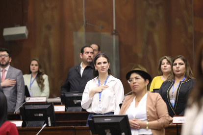 La asambleísta Ana Galarza en sesión del Pleno de la Asamblea Nacional.