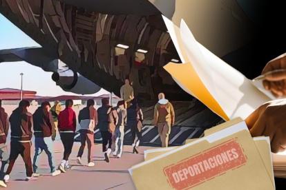 Ilustración para graficar este artículo relacionado con deportaciones de migrantes ilegales en Estados Unidos.