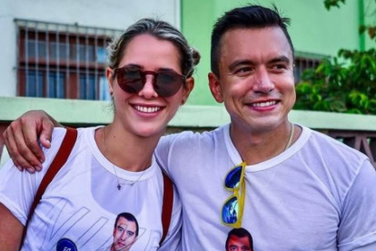Agenda. La esposa del presidente y candidato Daniel Noboa se ha sumado a los actos de campaña.