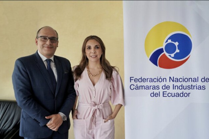 Empresarios. María Paz Jervis, presidenta de la Federación Nacional de las Cámaras de Industrias y el vicepresidente, Diego Lara.