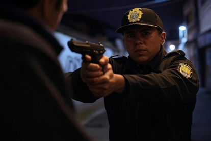 ILUSTRACIÓN DE IA. El policía abatió a un delincuente en defensa propia