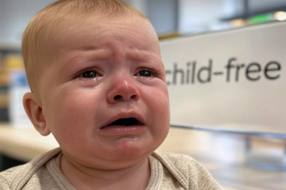 Ilustración de IA. El berrinche influye para hacer zonas "child-free".