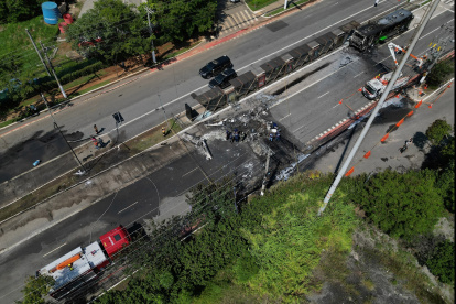 Vista aérea que muestra el lugar de un accidente aéreo en Sao Paulo, Brasil, el 7 de febrero de 2025.