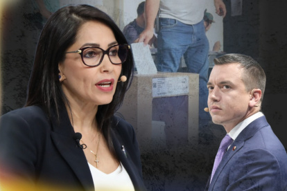 Fotomontaje para graficar este artículo sobre Luisa González y Daniel Noboa, candidatos a la Presidencia de la República.