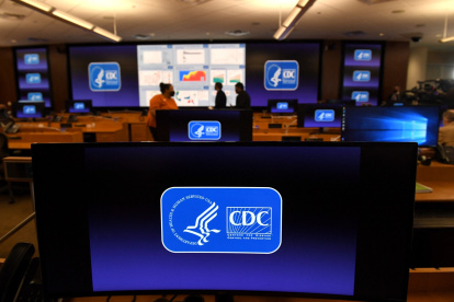 The Emergency Operations Center at the Centers for Disease Control and Prevention in Atlanta, Georgia, on March 19, 2021. (Photo by Eric BARADAT / AFP)