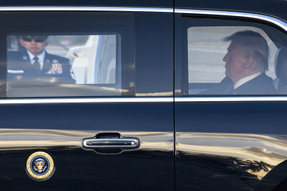 Donald Trump, presidente de Estados Unidos, en un traslado oficial.