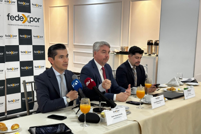 Representantes de Fedexpor, en rueda de prensa este 18 de febrero de 2025.