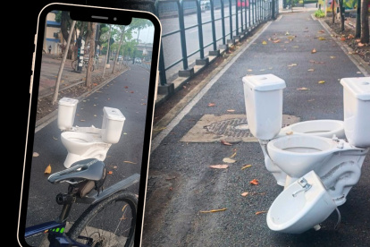 Guayaquil. Con esto se encontró un ciclista en su paso.