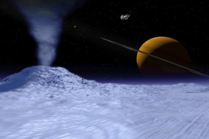 La luna de Saturno Encélado es una buena candidata para buscar vida, con un océano bajo la superficie que expulsa surtidores al exterior.