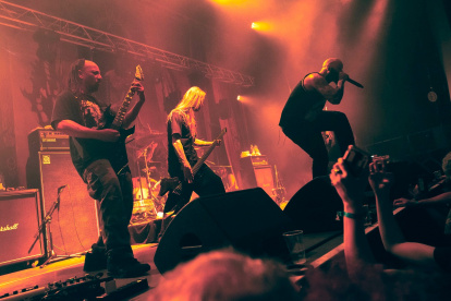 Vuelve a Ecuador, dos décadas después, el grupo neoyorquino Suffocation, referente del brutal death técnico. En la foto, de izquierda a derecha: Terrance Hobbs, Derek Boyer y su relativamente nuevo cantante Ricky Myers.