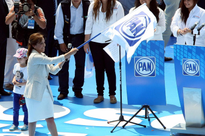Ciudad de México. Participantes de un miting del Partido Acción Nacional.