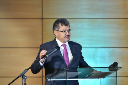 El presidente de la Corte Constitucional Alí Lozada en la sesión de este 27 de febrero.