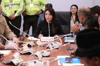 Pamela Aguirre, presidenta de la Comisión de Fiscalización, recibió las comparecencias sobre el caso del campo Sacha, el 26 de febrero.