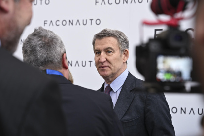 El presidente del PP, Alberto Núñez Feijóo, este martes en Barcelona (España).