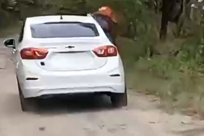 Desde la ventana de un vehículo blanco una mujer pedía auxilio.