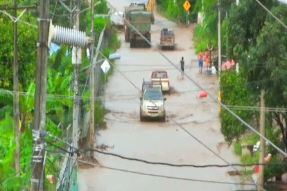 El ECU-911 reportó acumulación de agua en Cuatro Esquinas, en el cantón Portoviejo, este miércoles 5 de marzo del 2025.