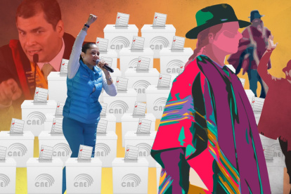 Fotomontaje sobre el movimiento indígena y la negativa de apoyar a la candidata del correísmo.