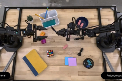 Captura de pantalla de un vídeo de Google DeepMind con Gemini Robotics en acción.