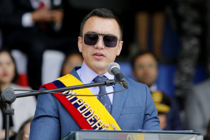 Acto. Noboa participó ayer de la ceremonia por los 179 años de la Policía.