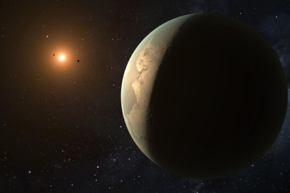 Recreación artística de GJ 3998 d, una supertierra en la zona habitable de su estrella. Fotografía facilitada por el