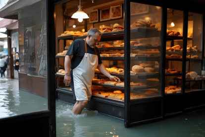 Uno de los negocios afectados por las inundaciones que ha generado el invierno.
