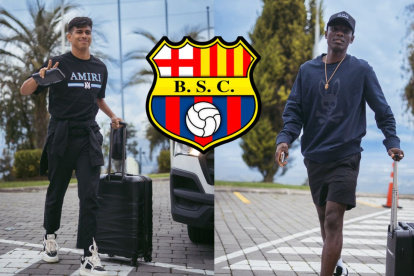 Xavier Arreaga y Janner Corozo llegando a la Casa de la Selección.