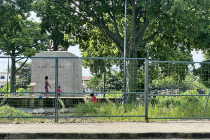 Maleza. Las hierbas han crecido en diversas áreas del distribuidor de tráfico de Sauces 6. Se requiere desbroce de la maleza, que desborda el cerco metálico.